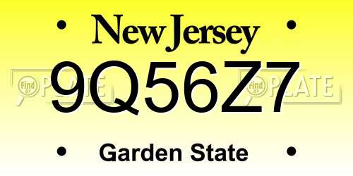 9Q56Z7 New Jersey License Plate
