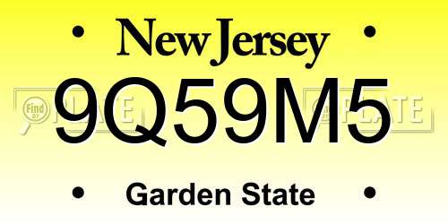 9Q59M5 New Jersey License Plate
