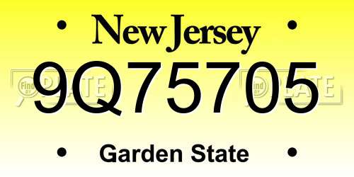 9Q75705 New Jersey License Plate