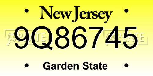 9Q86745 New Jersey License Plate