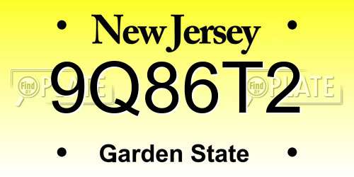 9Q86T2 New Jersey License Plate