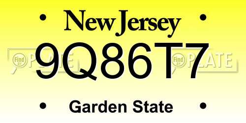 9Q86T7 New Jersey License Plate