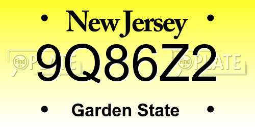 9Q86Z2 New Jersey License Plate