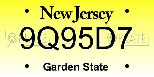 9Q95D7 New Jersey License Plate