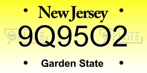 9Q95O2 New Jersey License Plate