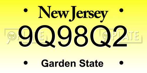 9Q98Q2 New Jersey License Plate