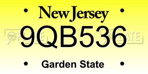 9QB536 New Jersey License Plate
