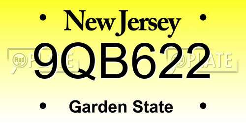 9QB622 New Jersey License Plate