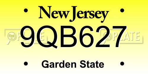 9QB627 New Jersey License Plate