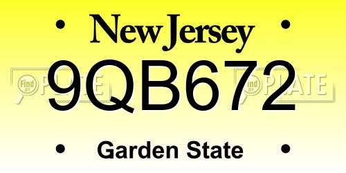 9QB672 New Jersey License Plate