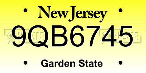 9QB6745 New Jersey License Plate