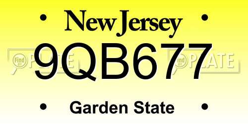 9QB677 New Jersey License Plate