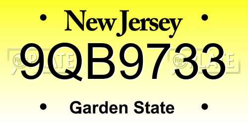 9QB9733 New Jersey License Plate