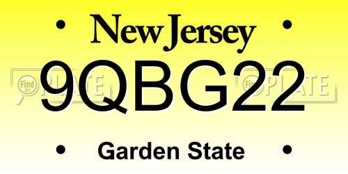 9QBG22 New Jersey License Plate