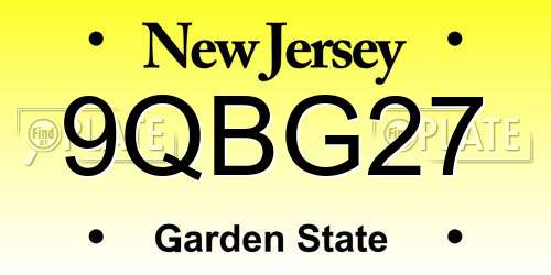 9QBG27 New Jersey License Plate