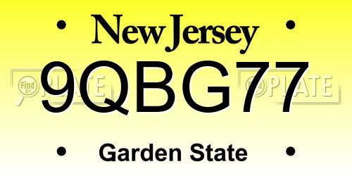 9QBG77 New Jersey License Plate