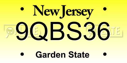 9QBS36 New Jersey License Plate