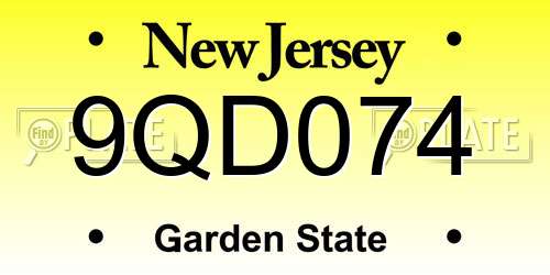 9QD074 New Jersey License Plate