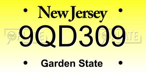 9QD309 New Jersey License Plate