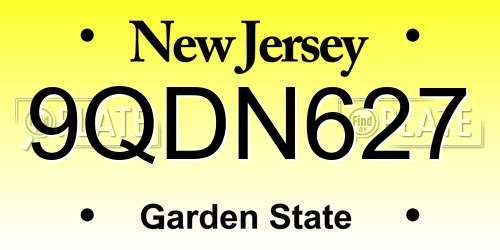 9QDN627 New Jersey License Plate