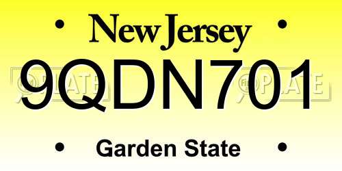 9QDN701 New Jersey License Plate