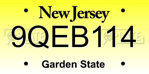 9QEB114 New Jersey License Plate