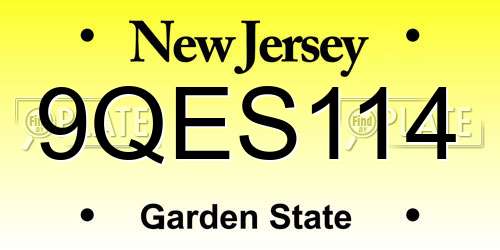 9QES114 New Jersey License Plate
