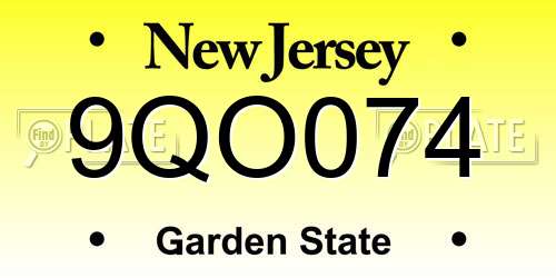9QO074 New Jersey License Plate