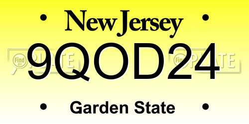 9QOD24 New Jersey License Plate