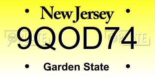 9QOD74 New Jersey License Plate