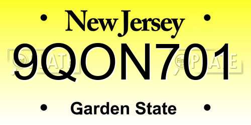 9QON701 New Jersey License Plate