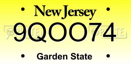 9QOO74 New Jersey License Plate