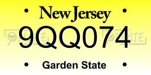 9QQ074 New Jersey License Plate