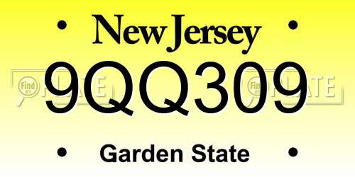 9QQ309 New Jersey License Plate