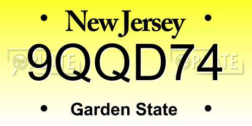 9QQD74 New Jersey License Plate