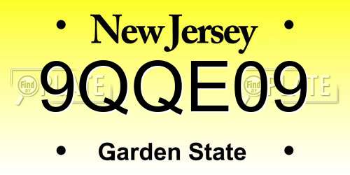 9QQE09 New Jersey License Plate