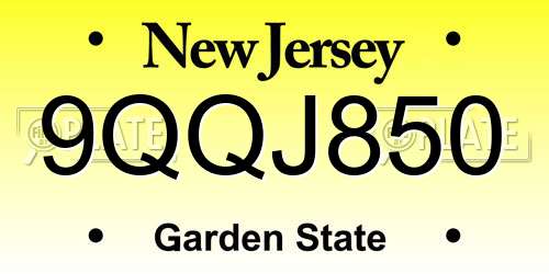 9QQJ850 New Jersey License Plate