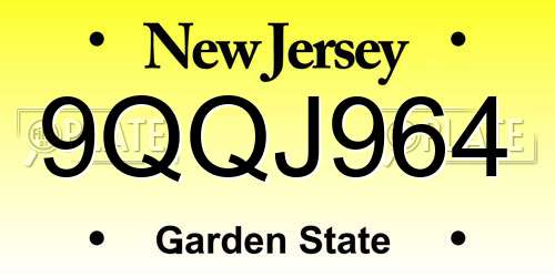 9QQJ964 New Jersey License Plate