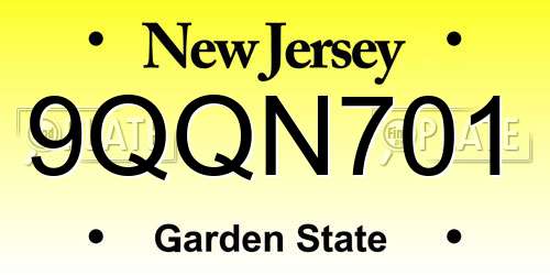 9QQN701 New Jersey License Plate