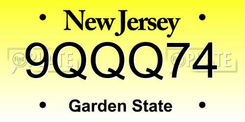 9QQQ74 New Jersey License Plate