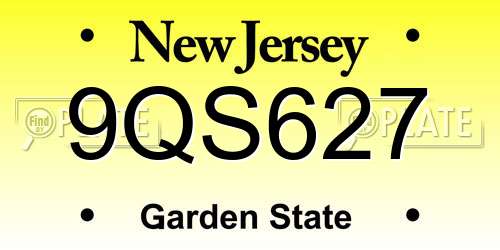 9QS627 New Jersey License Plate