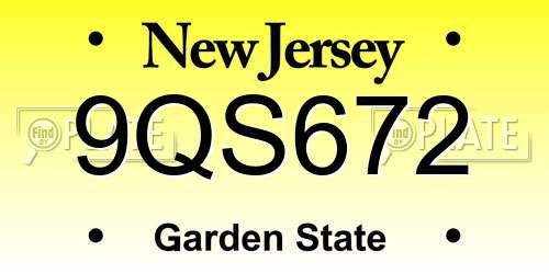 9QS672 New Jersey License Plate
