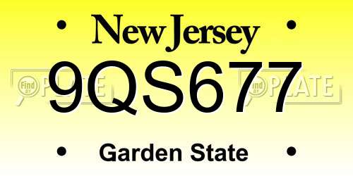 9QS677 New Jersey License Plate