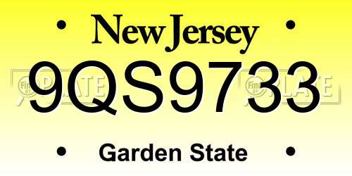 9QS9733 New Jersey License Plate