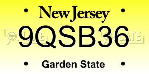 9QSB36 New Jersey License Plate