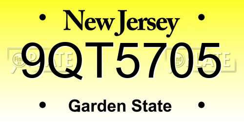 9QT5705 New Jersey License Plate