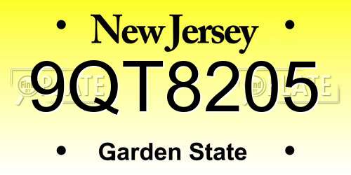 9QT8205 New Jersey License Plate