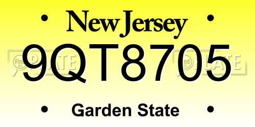 9QT8705 New Jersey License Plate
