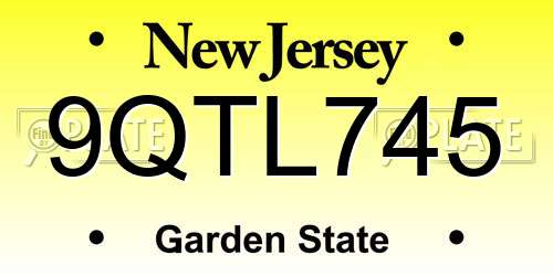 9QTL745 New Jersey License Plate