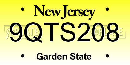 9QTS208 New Jersey License Plate